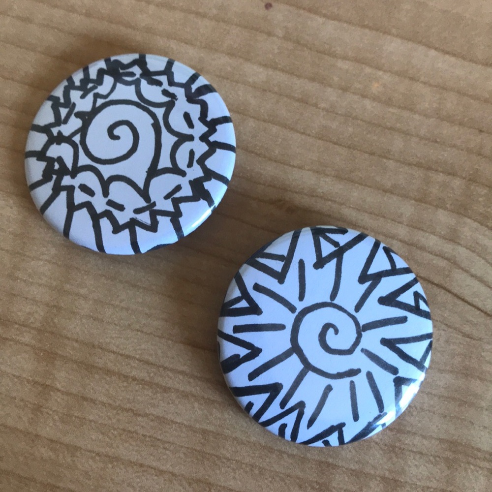 2 HANDMADE BUTTONS/PINS
